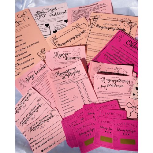 Lánybúcsús játék csomag digitális vagy nyomtatott