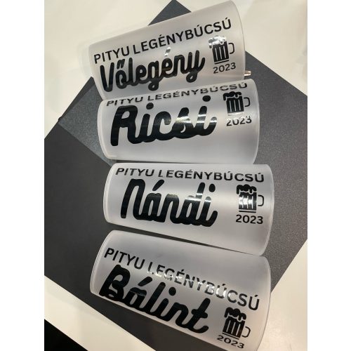 Egyedi neves legénybúcsús buli pohár