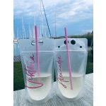 Egyedi neves lánybúcsús ivózacskó szívószállal