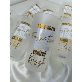   Esküvői ültető és köszönő ajándék pohár egyedi névvel