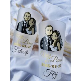   Saját fényképről személyre szabott esküvői ültető és köszönő ajándék pohár 